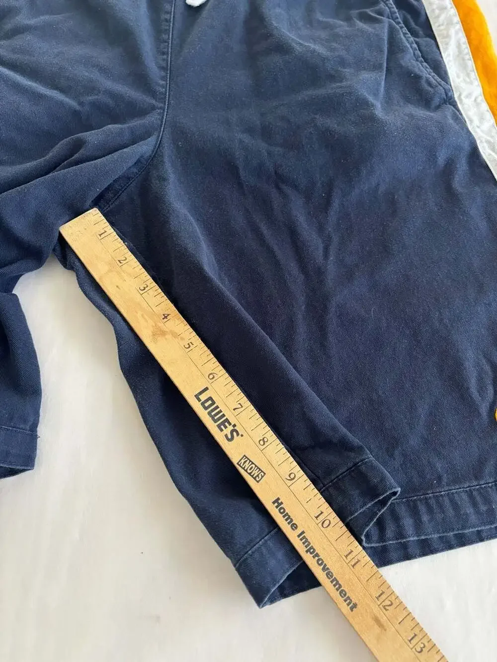 Nike Shorts Size L Navy Blue Yellow White Striped Canvas